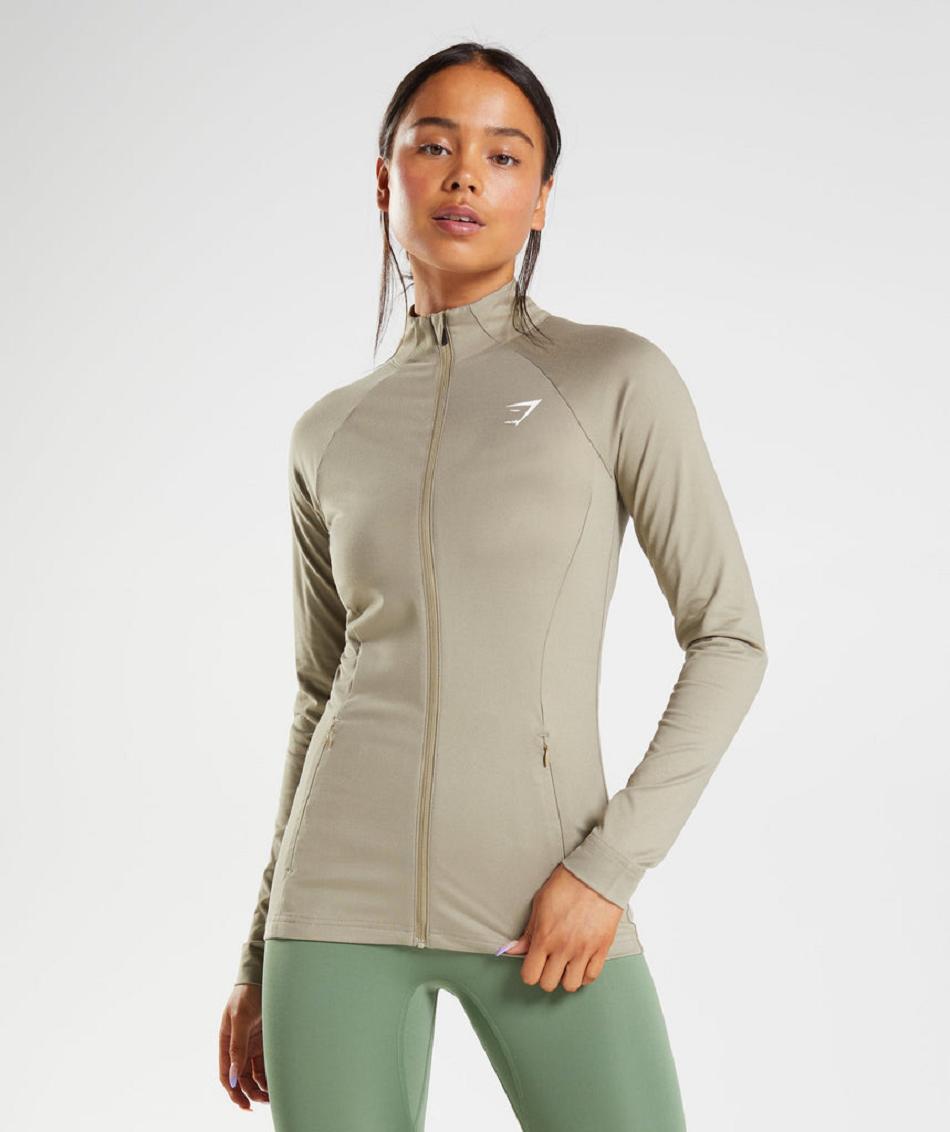 Gymshark Training Zip Up Ženske Jakne Smeđe | HR 3542ZUT